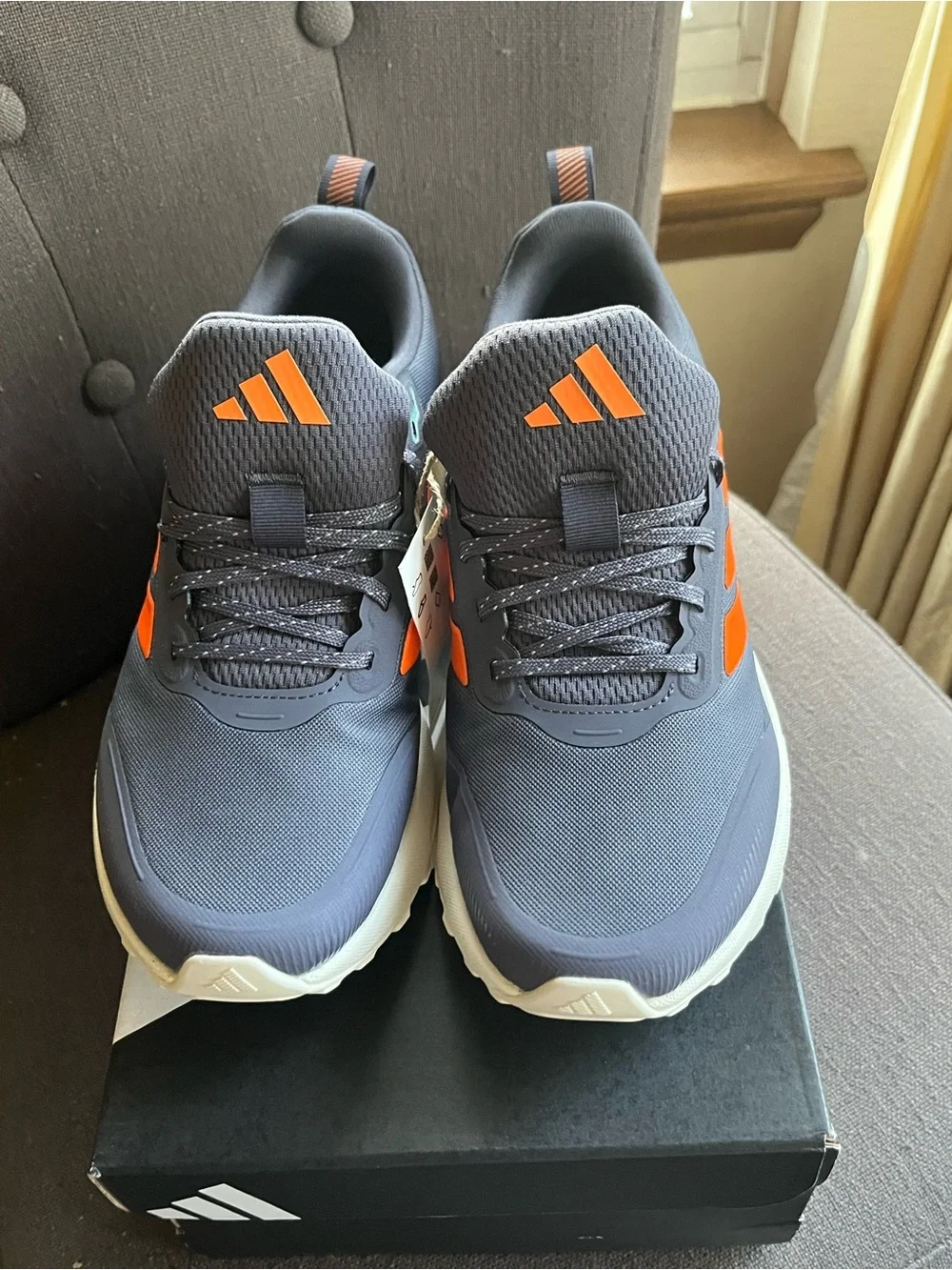 adidas Men's Gray Sneakers with Orange Accents